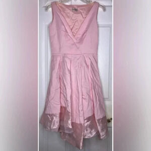 Women PHILOSOPHY ALBERTA FERRETTI Pink 100% Silk V-Neck Sleeveless Dress Sz 4